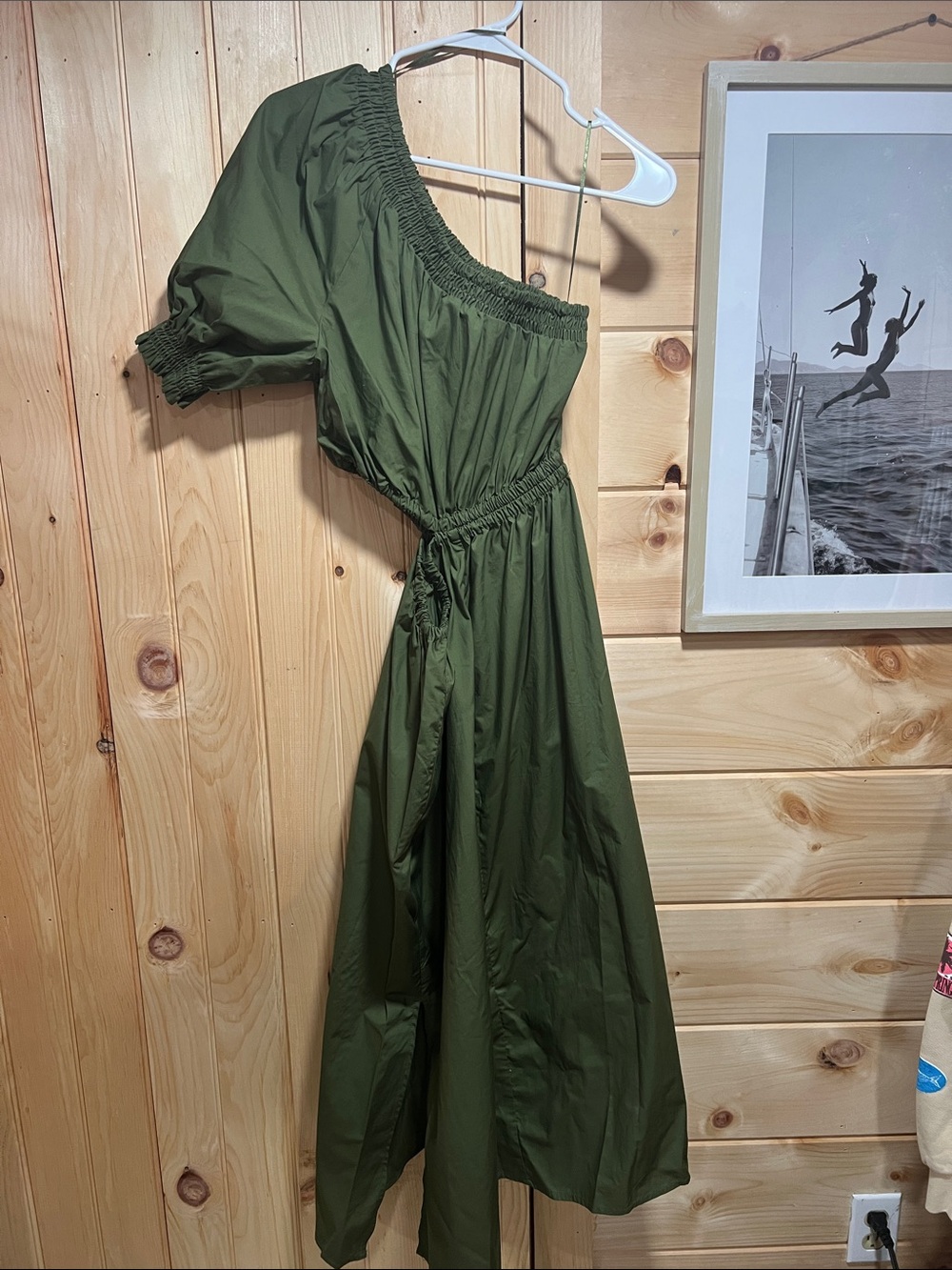 Who What Wear Olive One-Shoulder Midi Dress
